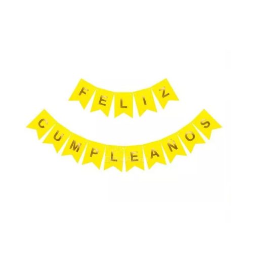 Banderin FELIZ CUMPLEAÑOS Amarillo FLUO y Dorado
