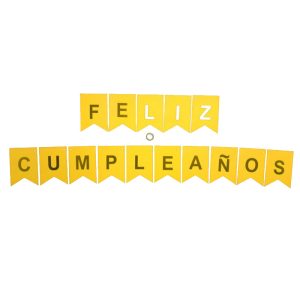 Banderin FELIZ CUMPLEAÑOS Amarillo y Dorado