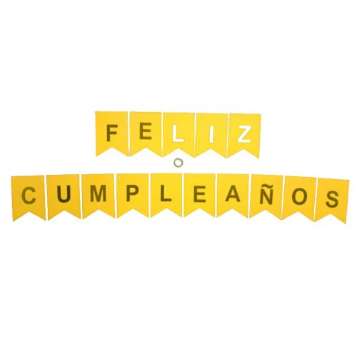 Banderin FELIZ CUMPLEAÑOS Amarillo y Dorado