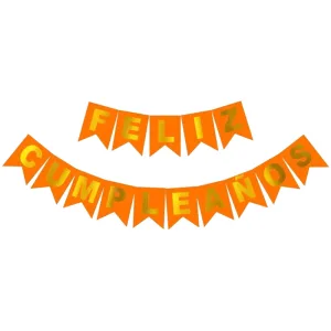 Banderin FELIZ CUMPLEAÑOS Naranja FLUO