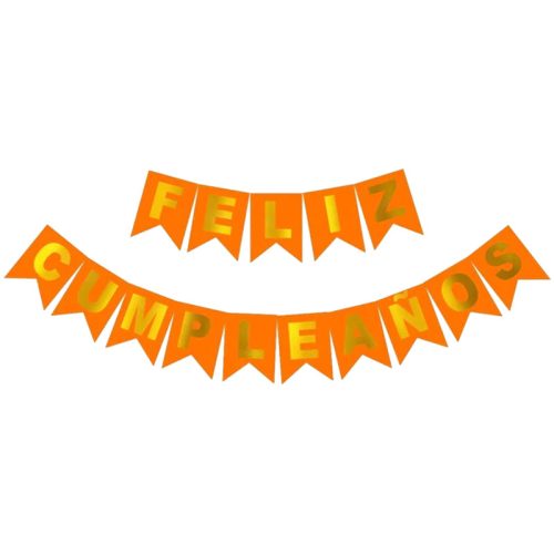 Banderin FELIZ CUMPLEAÑOS Naranja FLUO