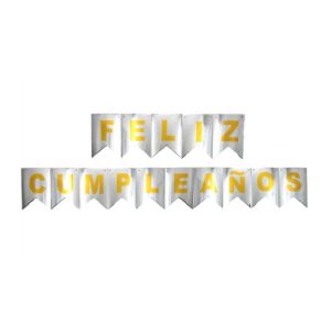 Banderin FELIZ CUMPLEAÑOS Plateado Metalizado