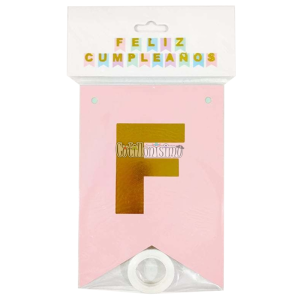 Banderin FELIZ CUMPLEAÑOS MULTICOLOR PASTEL y Dorado