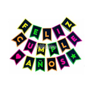Banderin FELIZ CUMPLEAÑOS Fiesta Fluo