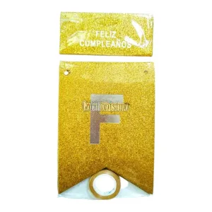 Banderin Feliz Cumpleaños Gibreado Dorado