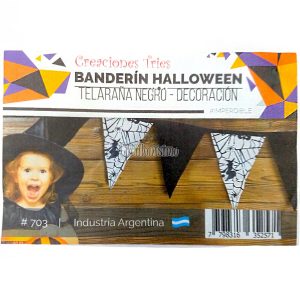 Banderín Telaraña Negra Base Blanca 3 Mts (FRISELINA)