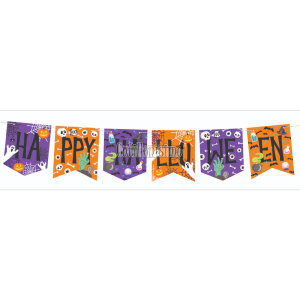 Banderin Estampado Happy Halloween Cartulina