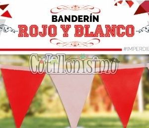 Banderin Liso BLANCO y ROJO 3Mts (FRISELINA)