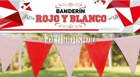 Banderin Liso BLANCO y ROJO 3Mts (FRISELINA)