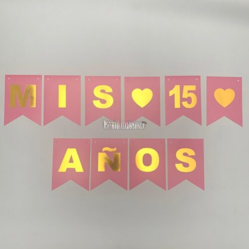 Banderin Mis 15 Años Rosa