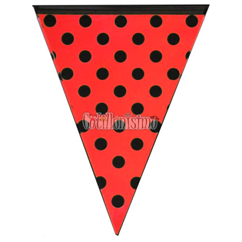 Banderín Rojo Lunar Negro 2mts