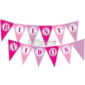 Banderin Bienvenidos Rosa 2,40 Mts