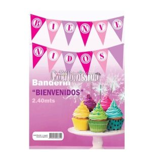 Banderin Bienvenidos Rosa 2,40 Mts - Imagen 2