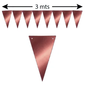 Banderin Triangular Guirnalda METALIZADO - Color ROSA GOLD X3 Metros