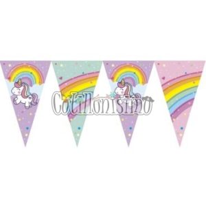 Banderin Triangular UNICORNIO ARCO IRIS