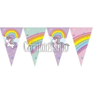 Banderin Triangular UNICORNIO ARCO IRIS