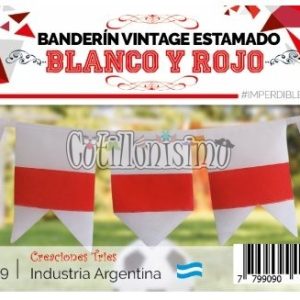 Banderin Vintage Estampado BLANCO y ROJO 3Mts (FRISELINA)