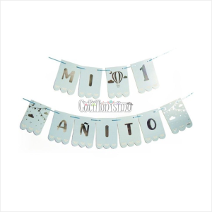 Banderin con Stamping Mi Primer Añito Celeste