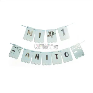 Banderin con Stamping Mi Primer Añito Celeste