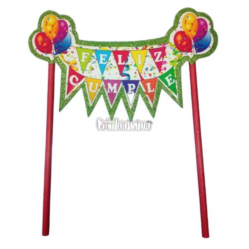 Banderin para Torta Feliz Cumple Multicolor
