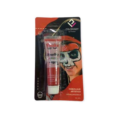 Blister Individual Maquillaje en Crema Al Agua Pomo Color Rojo 10gr Pintafan