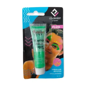 Blister Individual Maquillaje en Crema Al Agua Pomo Fluo Color Verde 10gr Pintafan
