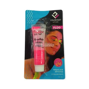 Blister Individual Maquillaje en Crema Al Agua Pomo Fluo Color Rosa 10gr Pintafan