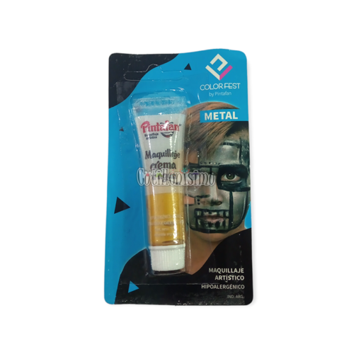 Blister Individual Maquillaje en Crema Al Agua Pomo Metal Color Oro 10gr Pintafan