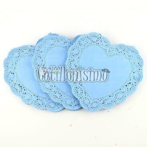 Blonda Papel Corazon Color Celeste 15 Cm X100 unidades
