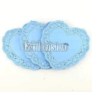 Blonda Papel Corazon Color Celeste 15 Cm X100 unidades