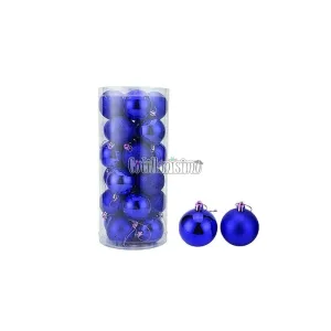 Bolas Azul Plasticas Navidad Metalizada - Frost 3cm x12 Unidades