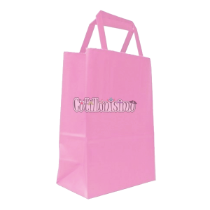 Bolsa Papel Color Rosa Pastel con Manija 22 x 10 x 30 Cm