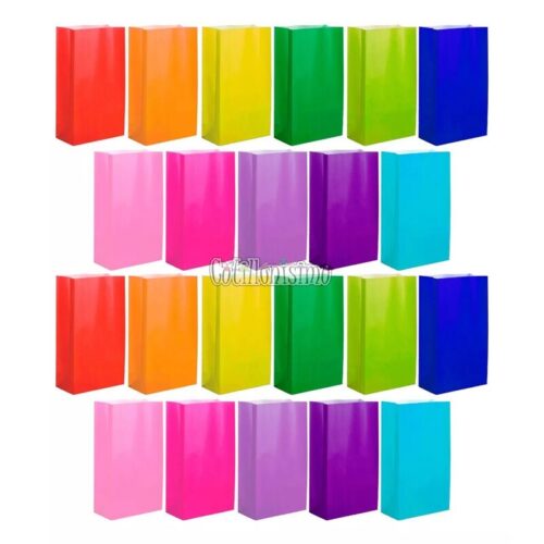 Bolsa Papel Multicolor Colores Surtidos 12 x 7 Cm X 24cm x10 Unidades