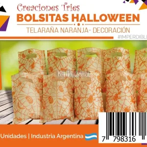 Bolsita Cotillon Telaraña Naranja Base Blanca (Friselina) X10