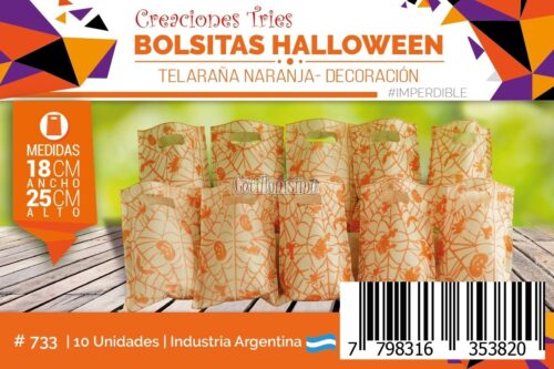 Bolsita Cotillon Telaraña Naranja Base Blanca (Friselina) X10
