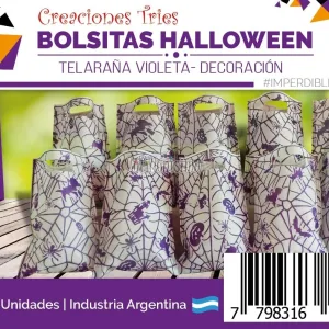 Bolsita Cotillon Telaraña Violeta Base Blanca (Friselina) X10