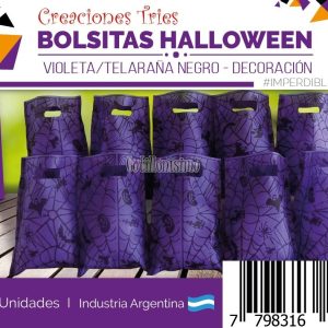 Bolsita Cotillon Telaraña Negra Base Violeta (Friselina) X10