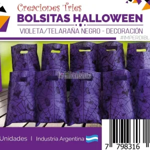 Bolsita Cotillon Telaraña Negra Base Violeta (Friselina) X10