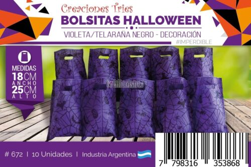 Bolsita Cotillon Telaraña Negra Base Violeta (Friselina) X10