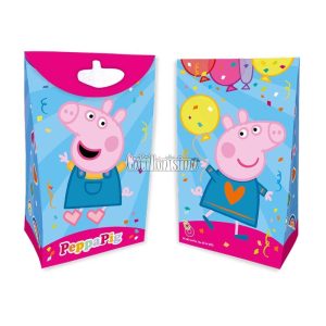 Bolsas de Carton Peppa Pig con Fuelle y Glitter x8 Unidades