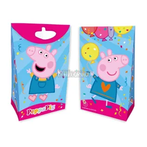 Bolsas de Carton Peppa Pig con Fuelle y Glitter x8 Unidades