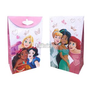 Bolsas de Carton Princesas de Disney con Fuelle y Glitter x8 Unidades