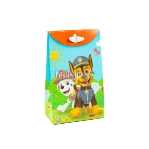 Bolsas de Carton Paw Patrol con Fuelle y Glitter x8 Unidades