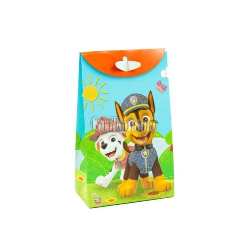 Bolsas de Carton Paw Patrol con Fuelle y Glitter x8 Unidades