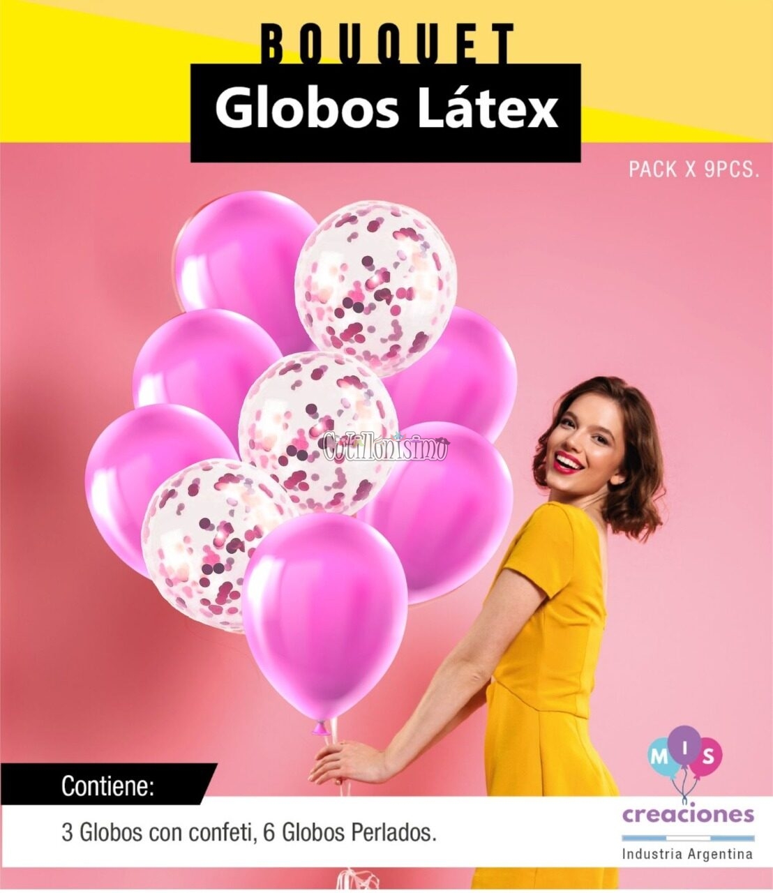 Bouquet Globos con Confetti Color Rosa X9 Unidades