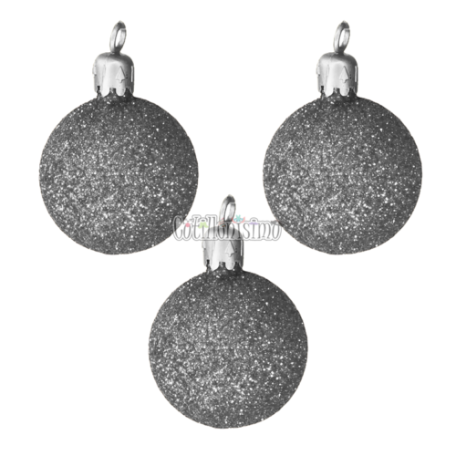 Bolas Plateadas Plasticas Navidad Gibreadas 5cm x3 Unidades