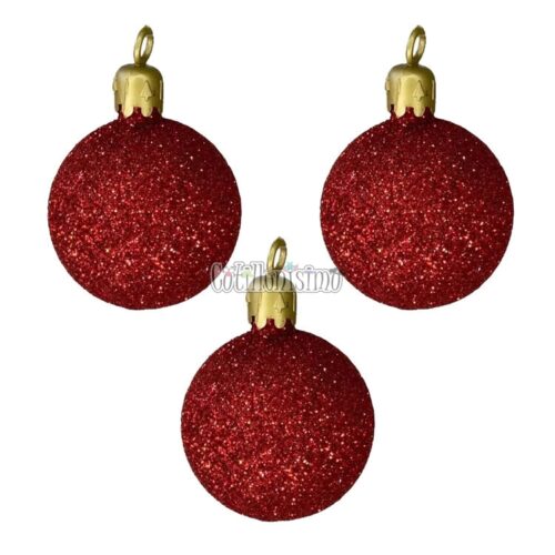 Bolas Rojas Plasticas Navidad Gibreadas 5cm x3 Unidades