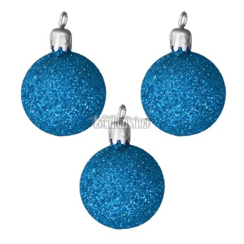 Bolas Turquesa Plasticas Navidad Gibreadas 5cm x3 Unidades