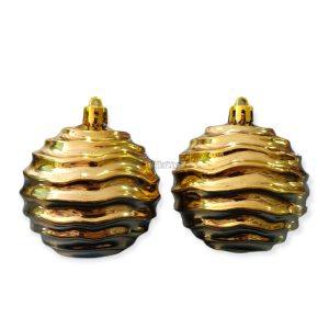 Borla Navideña Metalizada Dorada Rayada 7cm x2 Unidades