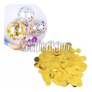 Confetti Redondo METALIZADO para Globos - Color DORADO x10 Gramos